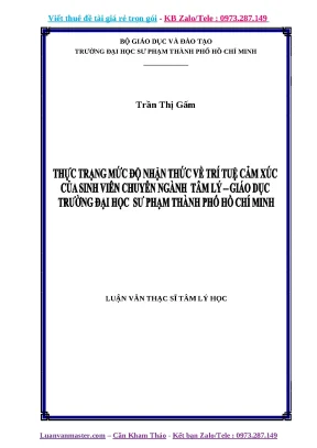 Luận văn thực trạng mức độ nhận thức về trí tuệ cảm xúc của sinh viên chuyên ngành tâm lý giáo dục trường đại học sư phạm thành phố hồ chí minh