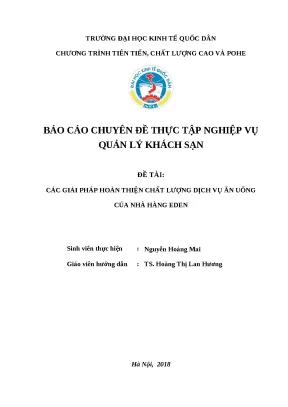 Luận văn tốt nghiệp giải pháp hoàn thiện chất lượng dịch vụ ăn uống của nhà hàng eden