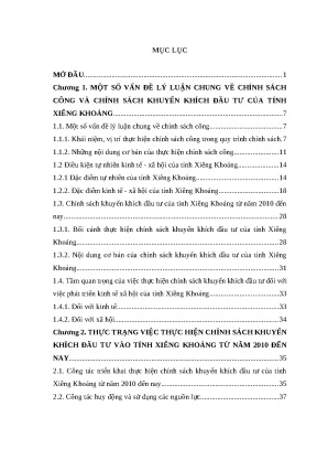 Khóa luận tốt nghiệp chính sách khuyến khích đầu tư vào tỉnh xiêng khoảng từ năm 2010 đến nay