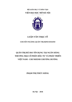 Luận văn thạc sĩ viện đại học mở quản trị rủi ro tín dụng tại ngân hàng thương mại cổ phần đầu tư và phát triển việt nam chi nhánh chương dương