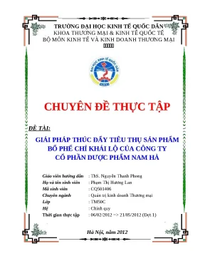 Khóa luận tốt nghiệp thúc đẩy tiêu thụ sản phẩm bổ phế chỉ khái lộ của công ty cổ phần dược phẩm nam hà