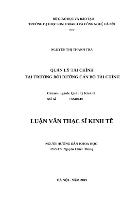 Luận văn thạc sĩ hubt quản lý tài chính tại trường bồi dưỡng cán bộ tài chính