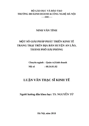 Luận văn thạc sĩ hubt phát triển kinh tế trang trại trên địa bàn huyện an lão thành phố hải phòng