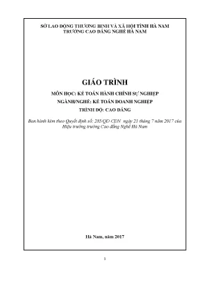 Giáo trình kế toán hành chính sự nghiệp nghề kế toán doanh nghiệp cao đẳng