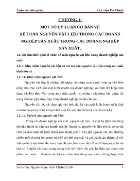Luận văn tốt nghiệp thực trạng kế toán nguyên vật liệu tại công ty cổ phần bia rượu viger