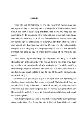 Luận văn một số chiến lược marketing để thúc đẩy hoạt động của trung tâm bán lẻ hishop