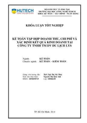 Khóa luận tốt nghiệp kế toán tập hợp doanh thu chi phí và xác định kết quả hoạt động kinh doanh tại công ty tnhh thương mại dịch vụ du lịch lys