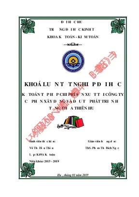 Khóa luận tốt nghiệp kế toán tập hợp chi phí sản xuất tại công ty cổ phần xây dựng và đầu tư phát triển hạ tầng thừa thiên huế