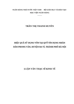 Luận văn thạc sĩ sử dụng vốn tại quỹ tín dụng nhân dân phong vân huyện ba vì thành phố hà nội