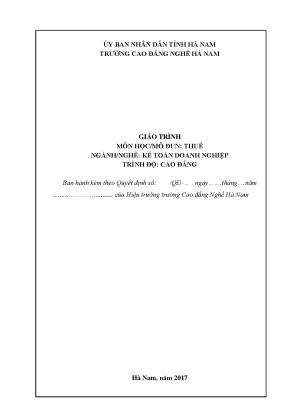 Giáo trình thuế nghề kế toán doanh nghiệp cao đẳng