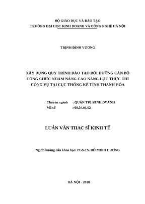 Luận văn thạc sĩ hubt đào tạo bồi dưỡng cán bộ công chức nhằm nâng cao năng lực thực thi công vụ tại cục thống kê tỉnh thanh hóa
