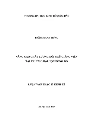 Luận văn thạc sĩ nâng cao chất lượng đội ngũ giảng viên tại trường đại học đông đô