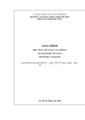 Giáo trình kế toán tài chính 3 dành cho bậc cao đẳng ngành kế toán
