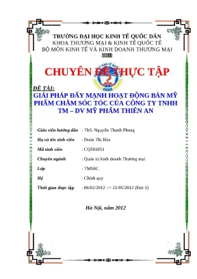 Khóa luận tốt nghiệp hoạt động bán mỹ phẩm chăm sóc tóc của công ty tnhh tm dv mỹ phẩm thiên an