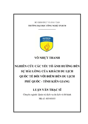 Luận văn thạc sĩ nghiên cứu các yếu tố ảnh hưởng đến sự hài lòng của khách du lịch quốc tế đối với điểm đến du lịch phú quốc tỉnh kiên giang
