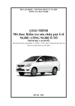Giáo trình kiểm tra sửa chữa pan ô tô