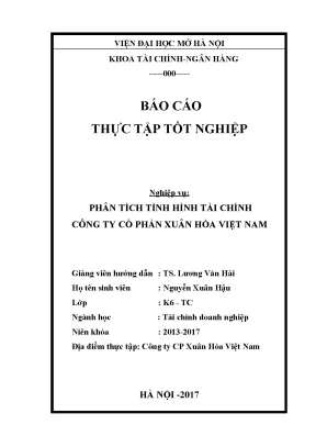 Khóa luận tốt nghiệp phân tích tình hình tài chính công ty cổ phần xuân hòa việt nam