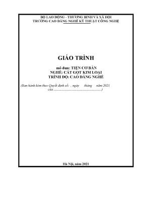 Giáo trình tiện cơ bản nghề cắt gọt kim loại trình độ c