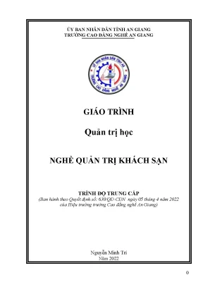 Giáo trình quản trị học nghề quản trị khách sạn trình độ trung cấp