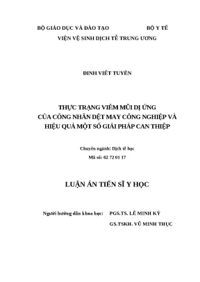 Luận văn thạc sĩ thực trạng viêm mũi dị ứng của công nhân dệt may công nghiệp và hiệu quả một số giải pháp can thiệp