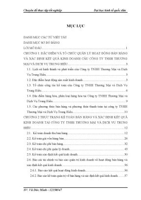 Thực trạng kế toán bán hàng và xác định kết quả kinh doanh tại công ty tnhh thương mại và dịch vụ trung hiếu