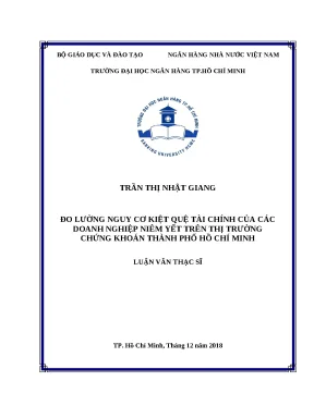 1186 đo lường nguy cơ kiệt quệ tài chính của các dn niêm yết trên thị trường chứng khoán tp hcm luận văn thạc sĩ kinh tế trần thị nhật giang tp hcm đh nh