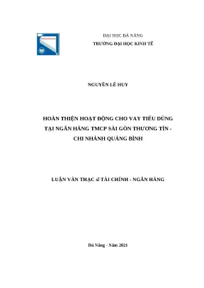 Luận văn thạc sĩ tài hoàn thiện hoạt động cho vay tiêu dùng tại ngân hàng tmcp sài gòn thương tín chi nhánh quảng bình