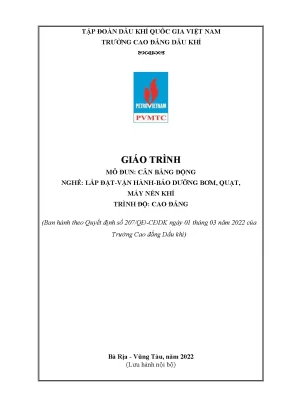 Giáo trình cân bằng động nghề lắp đặt vận hành bảo dưỡng bơm quạt máy nén khí cao đẳng