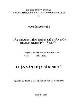 Luận văn thạc sĩ hubt đẩy nhanh tiến trình cổ phần hóa doanh nghiệp nhà nước