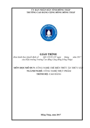 Giáo trình công nghệ chế biến thức ăn thủy sản nghề công nghệ thực phẩm cao đẳng