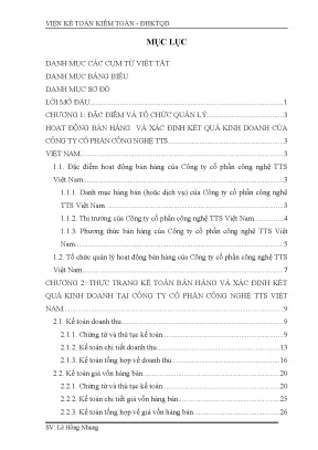 Chuyên đề thực tập kế toán bán hàng và xác định kết quả kinh doanh tại công ty cổ phần công nghệ tts việt nam