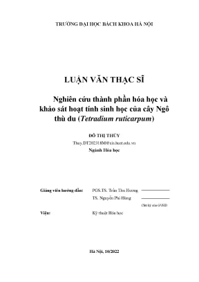 Nghiên cứu thành phần hóa học và khảo sát hoạt tính sinh học của cây ngô thù du tetradium ruticarpum