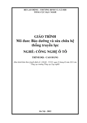 Giáo trình bảo dưỡng sửa chữa hệ thống truyền lực