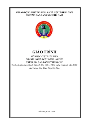 Giáo trình vật liệu điện nghề điện công nghiệp cđtc