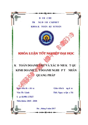 Khóa luận tốt nghiệp kế toán doanh thu và xác định kết quả kinh doanh tại dntn quang pháp