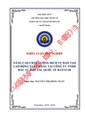 Nâng cao chất lượng dịch vụ đào tạo lao động xuất khẩu tại công ty tnhh đầu tư hợp tác quốc tế daystar