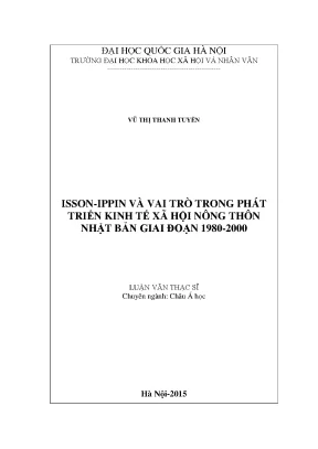Luận văn thạc sĩ isson ippin và vai trò trong phát triển kinh tế xã hội ở nông thôn nhật bản giai đoạn 1980 2000