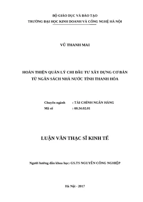 Luận văn tốt nghiệp nâng cao hiệu quả quản lý tài chính tại chi cục thú y thanh hóa