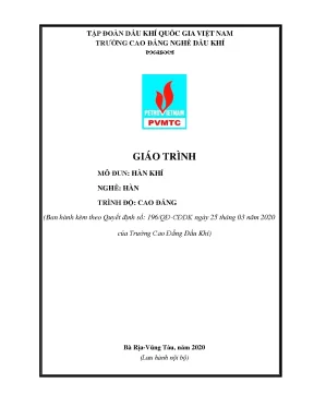Giáo trình hàn khí nghề hàn trình độ cao đẳng trường cao đẳng dầu khí năm 2020