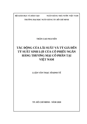 0228 tác động của lãi suất và tỷ giá đến tỷ suất sinh lợi của cổ phiếu nhtm cp tại việt nam luận văn thạc sĩ tcnh trần cao nguyên lê thị tuyết hoa tp hc