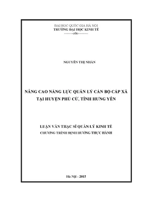 Luận văn thạc sĩ nâng cao năng lực quản lý cán bộ cấp xã tại huyện phù cừ tỉnh hưng yên