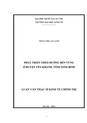 Luận văn thạc sĩ phát triển theo hướng bền vững ở huyện yên khánh tỉnh ninh bình