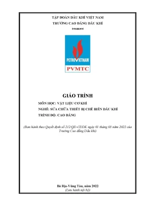 Giáo trình vật liệu cơ khí nghề sửa chữa thiết bị chế biến dầu khí cao đẳng