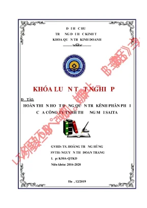 Khóa luận tốt nghiệp hoàn thiện hoạt động quản trị kênh phân phối của công ty tnhh thương mại saita
