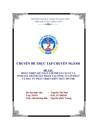 Hoàn thiện kế toán chi phí sản xuất và tính giá thành sản phẩm tại công ty tnhh 1tv nước khoáng và tmdv quảng ninh1