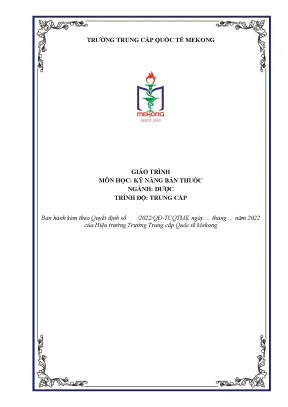 Trường trung cấp quốc tế mekong giáo trình mơn học kỹ năng bán thuốc ngành dược trình độ trung cấp