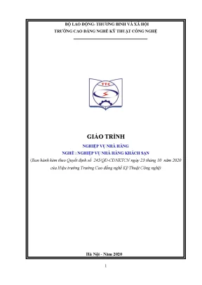 Giáo trình nghiệp vụ nhà hàng nghề nghiệp vụ nhà hàng khách sạn trung cấp