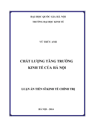 Luận án tiến sĩ chất lượng tăng trưởng kinh tế của hà nội