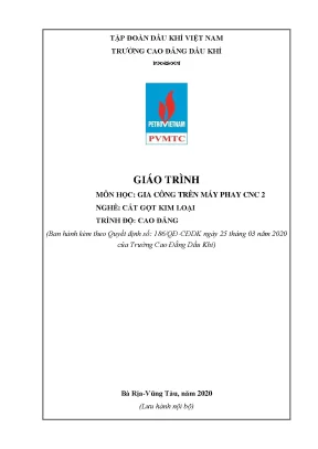 Giáo trình gia công trên máy phay cnc 2 nghề cắt gọt kim loại trình độ cao đẳng trường cao đẳng dầu khí năm 2020