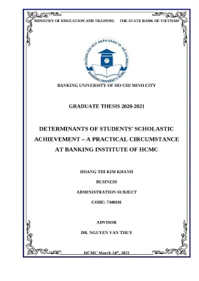 1203 determinants of students scholastic achievement a practical circumstance at banking institute of hcmc bachelor luận văn qtkd hoang thi kim khanh ng